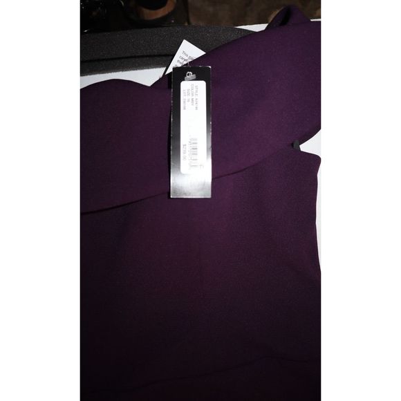 Betsy & Adam Sz 16 Mulberry Off The Shoulder Midi Crepe Side Ruched Dress $239 - Picture 5 of 10